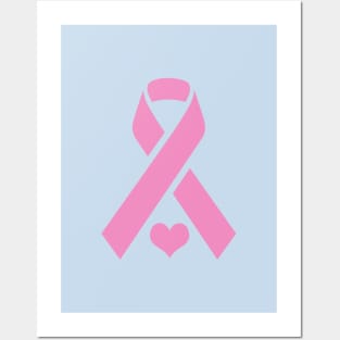 Breast Cancer Pink Ribbon with Heart Posters and Art